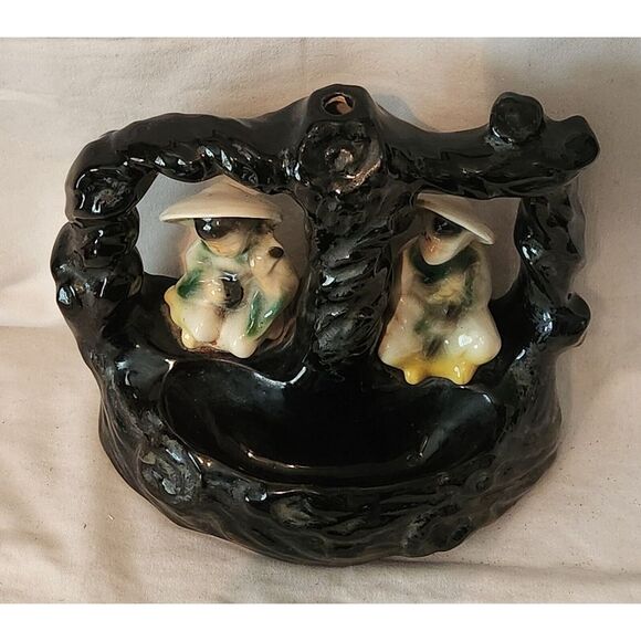 Ceramic Asian Man Woman Figurines‎ Table TV Lamp Dish Mid Century Vintage - Picture 4 of 10